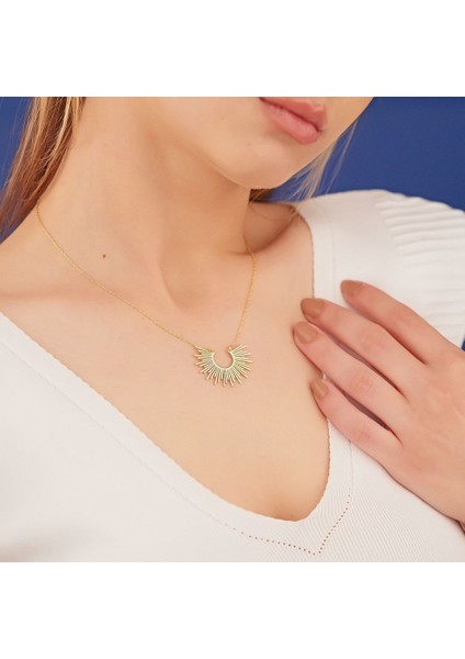 Güneş Işığı Şekilli 925 Ayar Kadın Gümüş Kolye fırsatları