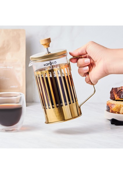 Stripe Borosilikat Cam French Press 600 ml