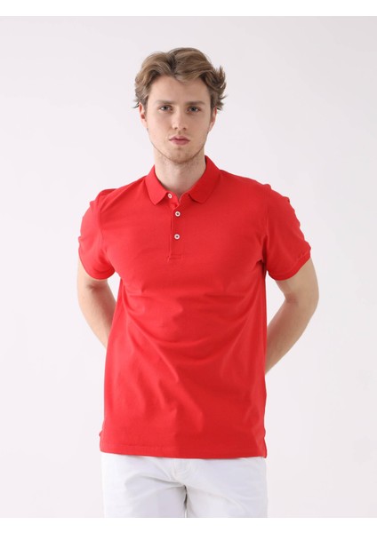 Kırmızı Erkek Slim Fit Polo Yaka Tshirt