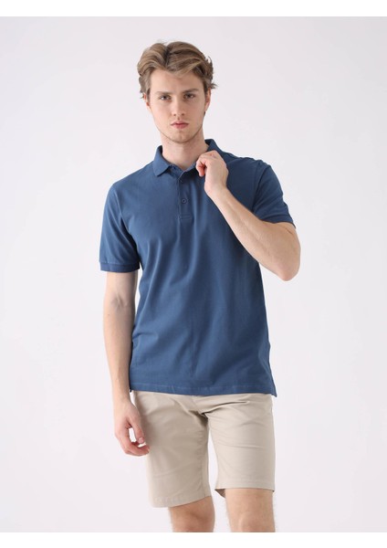 Lacivert Erkek Slim Fit Polo Yaka Tshirt