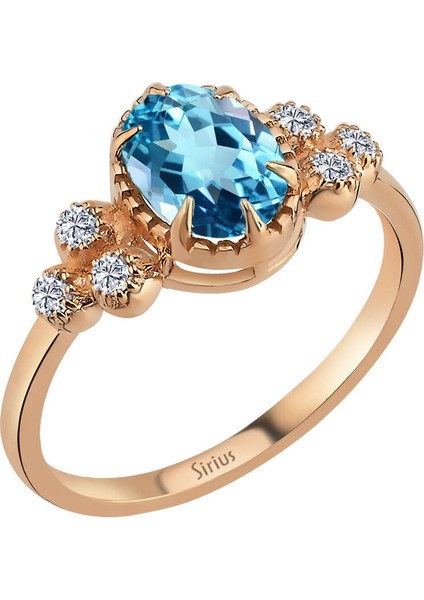 Pırlanta ve Mavi Topaz Marjatta Yüzük 0447R0047