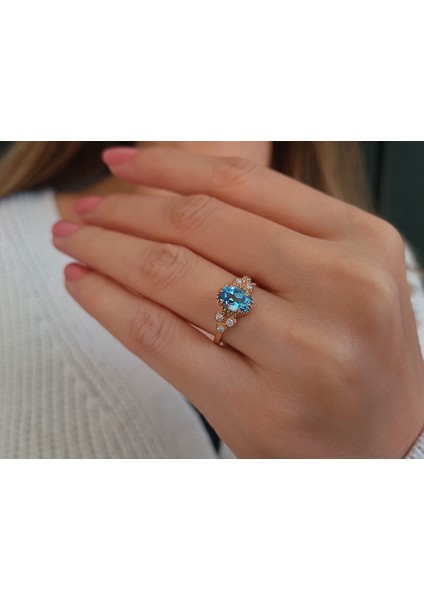 Pırlanta ve Mavi Topaz Marjatta Yüzük 0447R0047 fırsatları