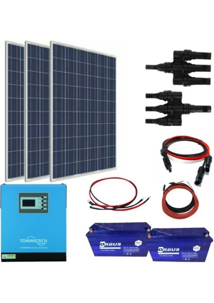 Teknovasyon Arge Güneş Enerjisi Bağ Evi Solar Paketi 3kva Inverter 280W Güneş Paneli 150AH Jel Akü