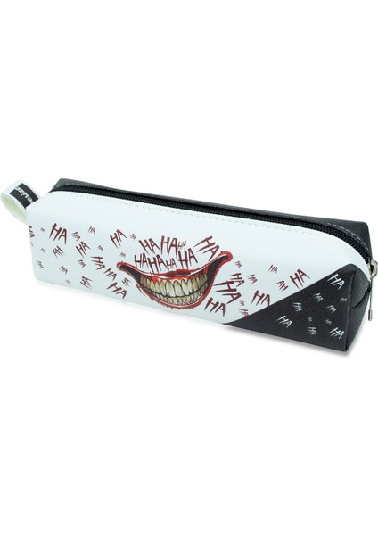 Vegan Deri Kalem Kutusu Joker Kahkaha Temalı Kare Tasarım 21 cm Kapasiteli modelleri