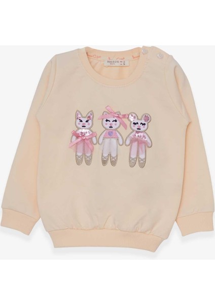 Kız Çocuk Sweatshirt Sevimli Hayvancıklar Baskılı 1.5-5 Yaş, Krem
