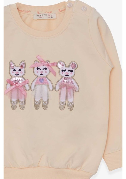 Kız Çocuk Sweatshirt Sevimli Hayvancıklar Baskılı 1.5-5 Yaş, Krem