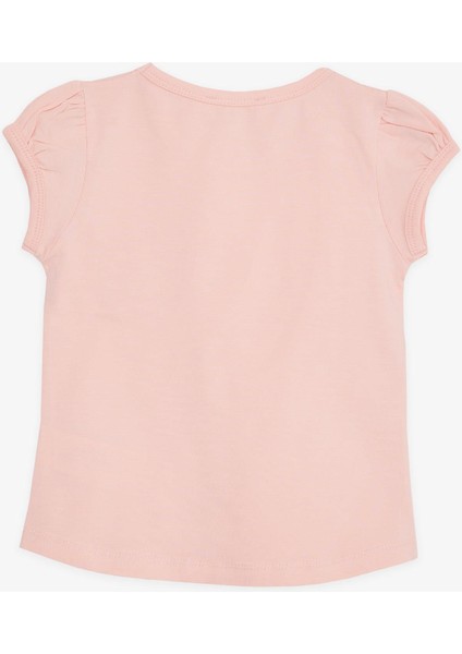 Kız Çocuk Tişört Cepli Güpürlü 3-7 Yaş, Somon fiyatları