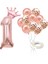 Rakam Rose Gold Folyo Balon, Kral Tacı ve Konfetili Rose Gold Balon 1