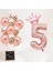 Rakam Rose Gold Folyo Balon, Kral Tacı ve Konfetili Rose Gold Balon 2