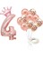Rakam Rose Gold Folyo Balon, Kral Tacı ve Konfetili Rose Gold Balon 1