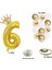 Rakam Gold Folyo Balon, Kral Tacı ve Konfetili Gold Balon Seti 2