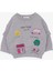 Kız Çocuk Sweatshirt Okul Temalı 1-4 Yaş, Gri Melanj 1