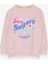 Kız Çocuk Sweatshirt Yazı Baskılı Yırtmaçlı 9-14 Yaş, Somon Melanj 1