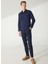 Slim Fit Klasik Yaka Armürlü Lacivert Erkek Gömlek GM2024700360 2