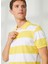 Çizgili Sarı - Beyaz Erkek Polo T-Shirt E-Vale 1
