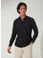 Slim Fit Klasik Yaka Düz Siyah Erkek Gömlek GM1007100538 2
