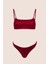 3506 Bordo Simli Bikini Takımı 4