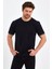 Erkek Lacivert Basic Kolları Şeritli %100 Pamuk Bisiklet Yaka Regular Fit T-Shirt 2