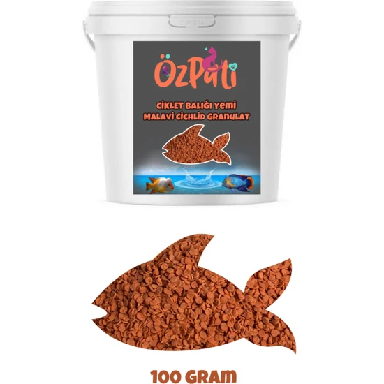 ÖzPati Etçil Balık - Ciklet Balığı Yemi ( Granulat) 100 Gram