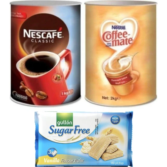 Nescafe Classic 1 kg + Nescafe Coffee Mate 2 kg + Gullon Şekersiz Gofret