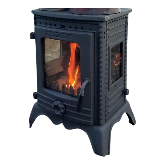 Flame Stove FS-052  Minör Lüx3 Camlı Pik Döküm Sömine Soba