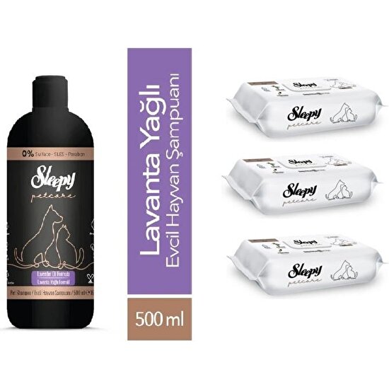 Sleepy Petcare Evcil Hayvan Şampuanı 500ML + 3 x Islak Bakım Havlusu 60LI