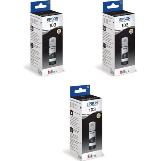 Epson 103 L3250 3'lü Siyah Orjinal Mürekkep Kartuşu 65ML.*3 RDV69