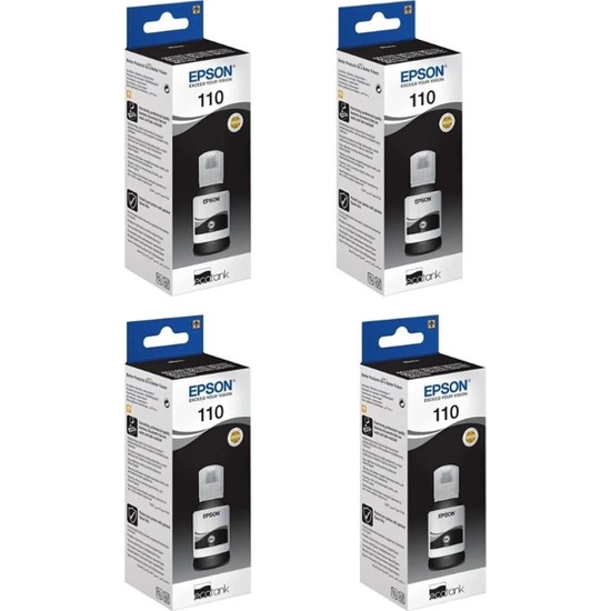 Epson 110 M2170 Orijinal Mürekkep Kartuş 120ML Siyah 4'lü RDV306 Set Uyumlu Modeller İçin