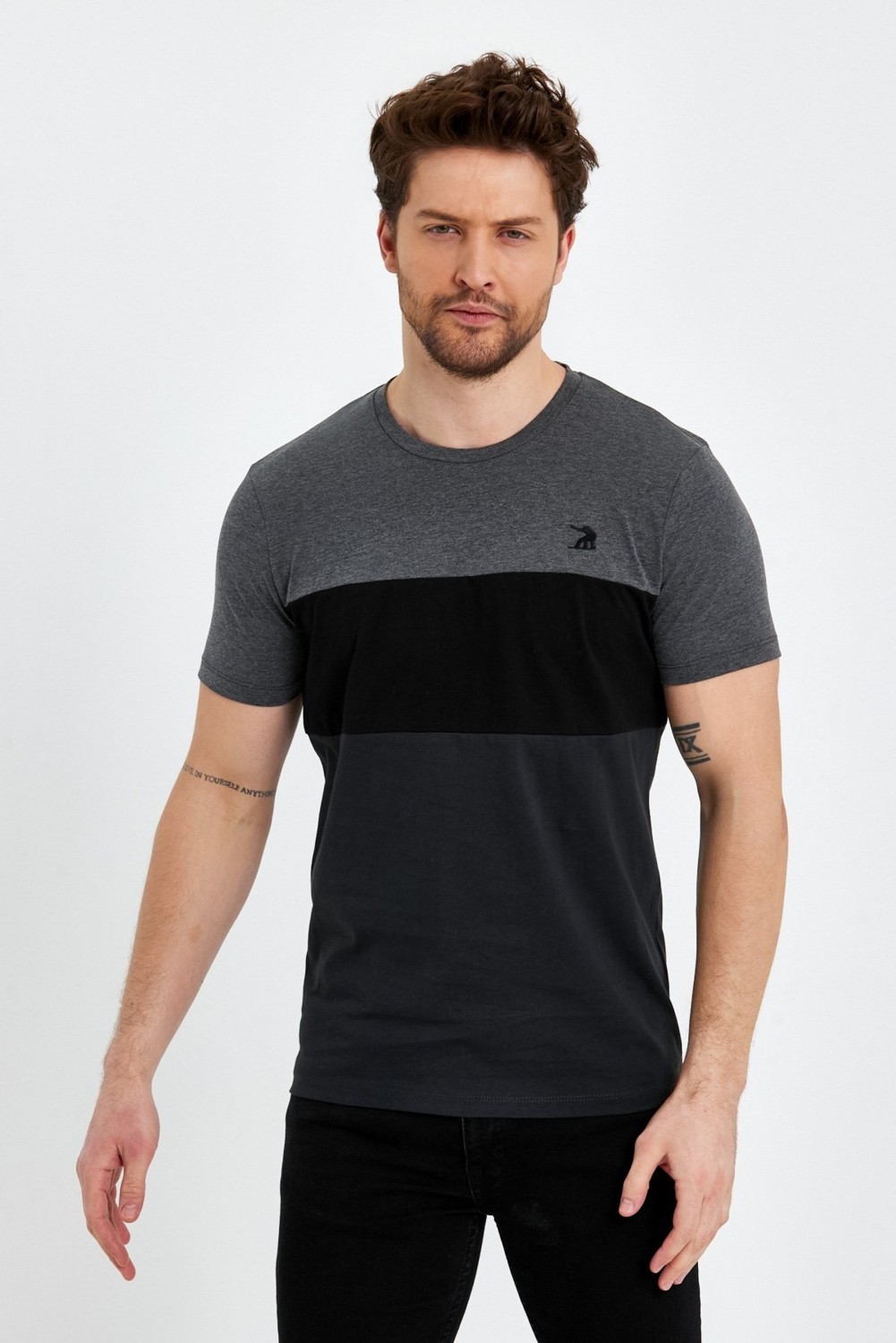 Adams Bisiklet Yaka Kısa Kollu Desenli Penye Erkek Tshirt