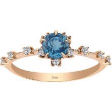 Sirius Pırlanta Pırlanta ve London Blue Topaz Taşlı Vintage Yüzük 0447R0009