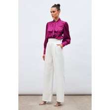 Sateen 1061-5028 Ekru Kadın Bol Paca Pantolon 36-42
