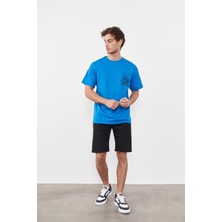 Moyes 1404 Mavi Erkek Basic Oversize T-Shirt