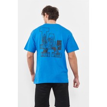 Moyes 1404 Mavi Erkek Basic Oversize T-Shirt