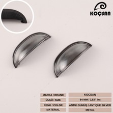 Koçsan Midye Kulp Lüks Country Mutfak Mobilya Dolap Çekmece Kulpu Antik Gümüş 64 mm