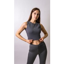 Alesaa Bisiklet Yaka Penye Crop Body