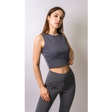 Alesaa Bisiklet Yaka Penye Crop Body