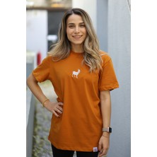 Keçi Motifli Unisex Tişört - Tütün - Xxl