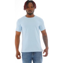 Penye Bizden Erkek Slim Fit Pamuk Likra Basic Kısa Kol T-Shirt-Mavi