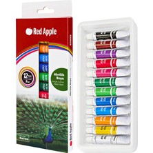 Acuto Masaüstü Şövale Red Apple Akrilik Boya Seti 9 ml 12LI Tuval Seti 25X35 Plastik Spatula Seti