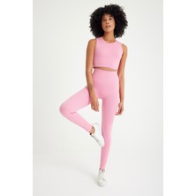 Toparlayıcı Dikişsiz Tayt - Crop Top Fitilli Takım