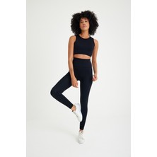 Toparlayıcı Dikişsiz Tayt - Crop Top Fitilli Takım