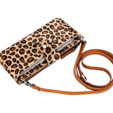 PLM Lozan Strap 6.5 Inch Uyumlu Deri Kartlıklı Kılıf Leo1 Leopar