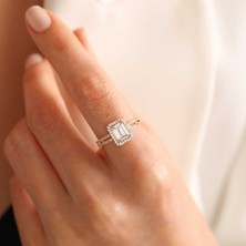 Sembol Gold Sarı Altın Baget Yüzük Çift Kol