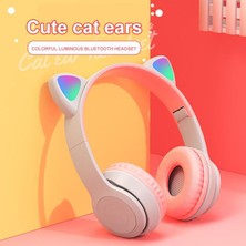 Torima P47M Sevimli Renkli Kedi Kulak Bluetooth Kulaklık Mor