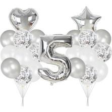 Kidspartim 5 Yaş Gümüş Balon Seti