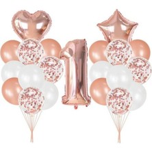 Kidspartim 1 Yaş  Rose Gold Balon Seti