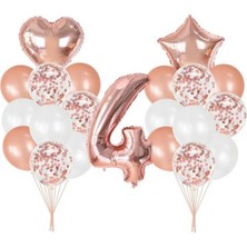 Kidspartim 4 Yaş Rose Gold Balon Seti