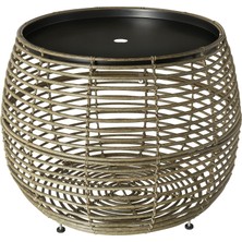 IKEA Rattan Yuvarlak Tepsili Sehpa, Meridyendukkan Kahverengi, 52X44X44 cm Iç-Dış Mekanda Kullanım