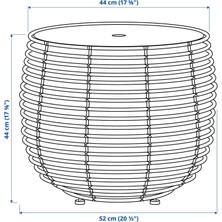 IKEA Rattan Yuvarlak Tepsili Sehpa, Meridyendukkan Kahverengi, 52X44X44 cm Iç-Dış Mekanda Kullanım