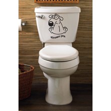 Kt Grup Köpek Klozet Kapağı Sticker Banyo Sticker Sifonu Çek Yazılı